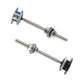 Stainless steel hood pin kit with two bolts and quick-release push-button caps
