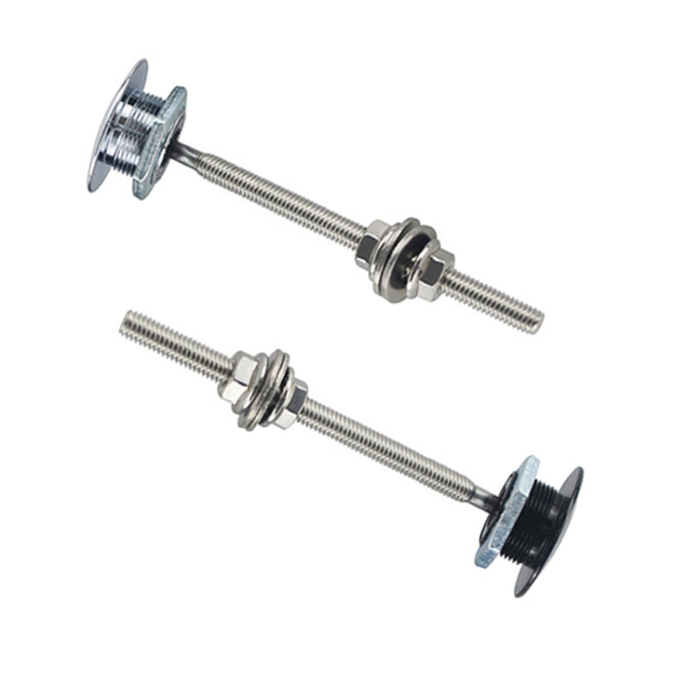 Stainless steel hood pin kit with two bolts and quick-release push-button caps