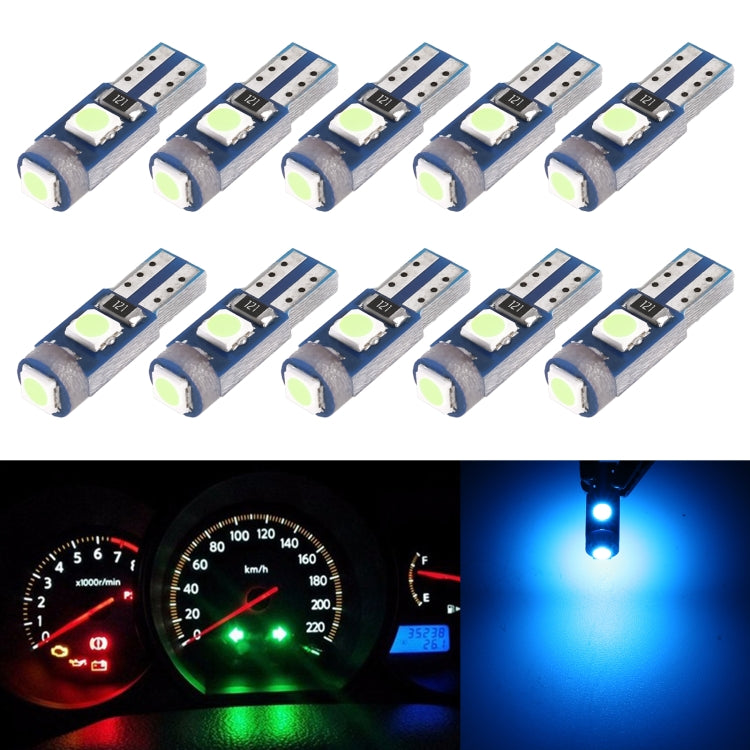 Set of T5 DC12V instrument panel LED bulbs with mixed light colors, lit examples