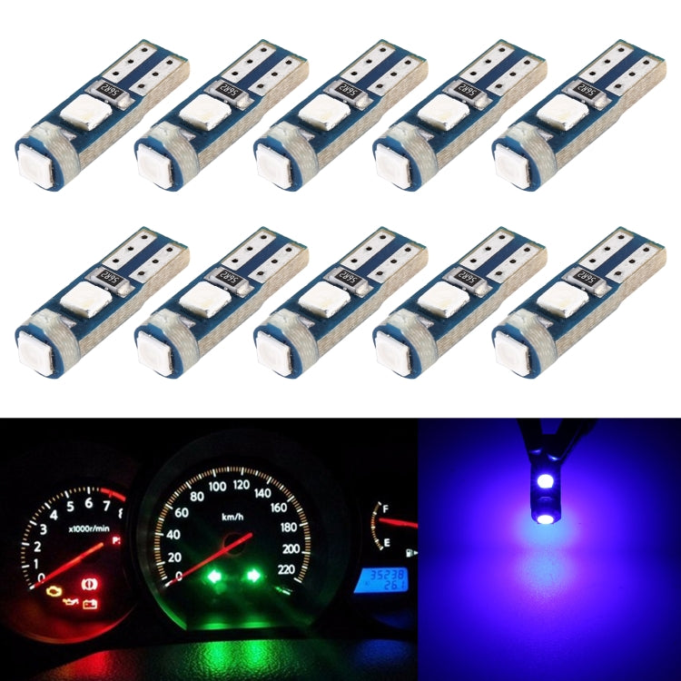 Set of T5 DC12V instrument panel LED bulbs with blue light, bulb shown lit