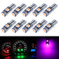 Set of T5 DC12V instrument panel LED bulbs with purple-pink light, bulb shown lit