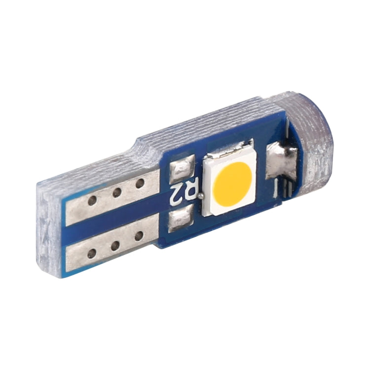 Yellow T5 DC12V instrument panel LED bulb, side view of blue circuit module