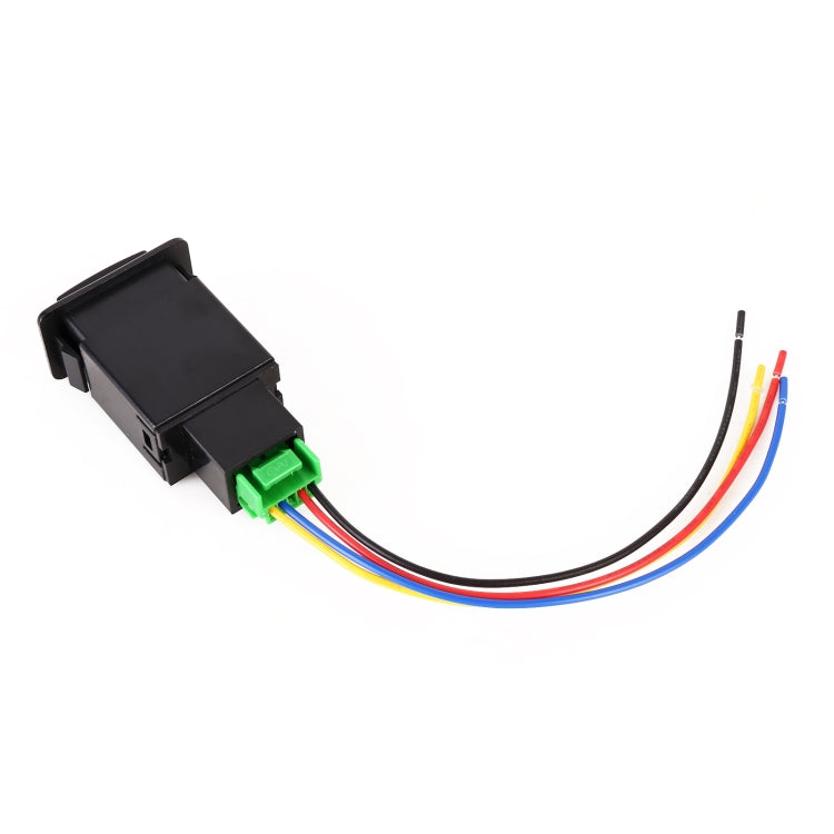 Car fog light on-off switch with cable, black housing and green connector