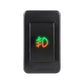 Car fog light on-off switch with illuminated green light icon on black panel