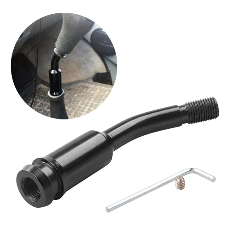 Black quick-curved gear lever extension rod with threaded ends and hex key