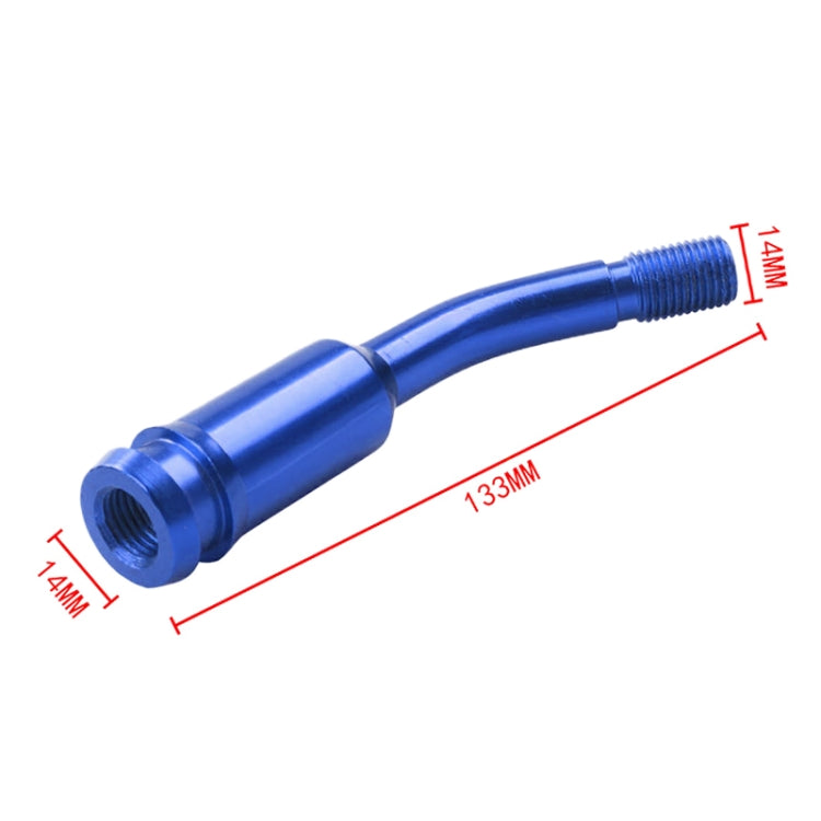 Blue quick-curved gear lever extension rod, with threaded end and size markings