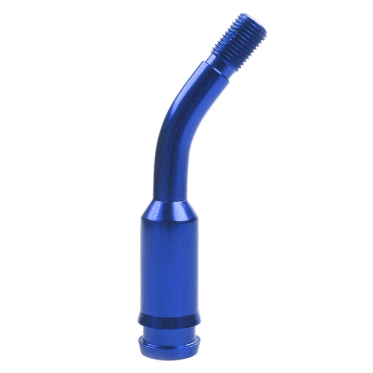 Blue quick-curved gear lever extension rod with curved section and threaded top
