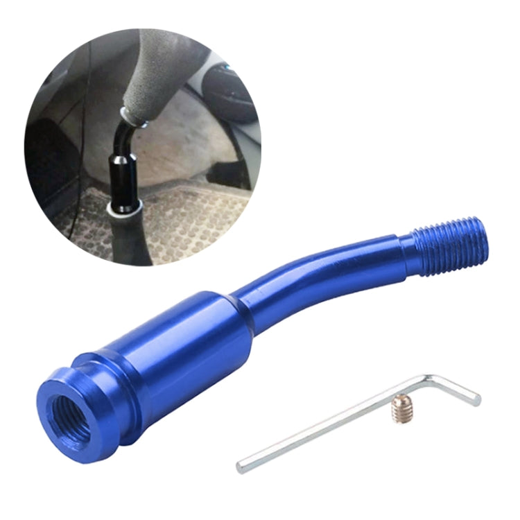 Blue quick-curved gear lever extension rod with threaded ends and hex key