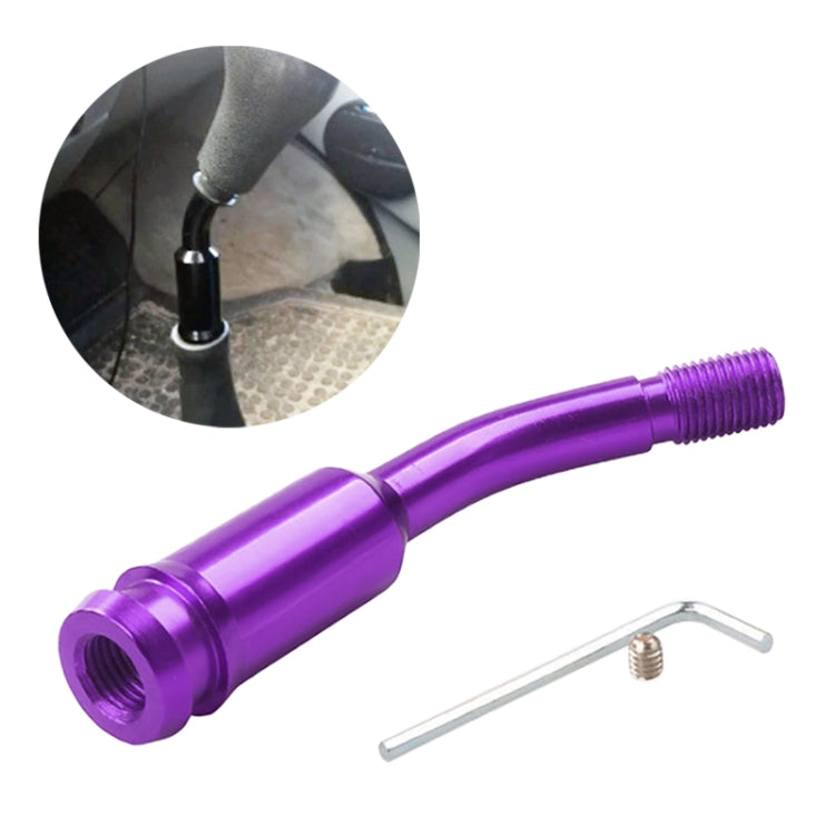 Purple quick-curved gear lever extension rod with threaded ends and hex key