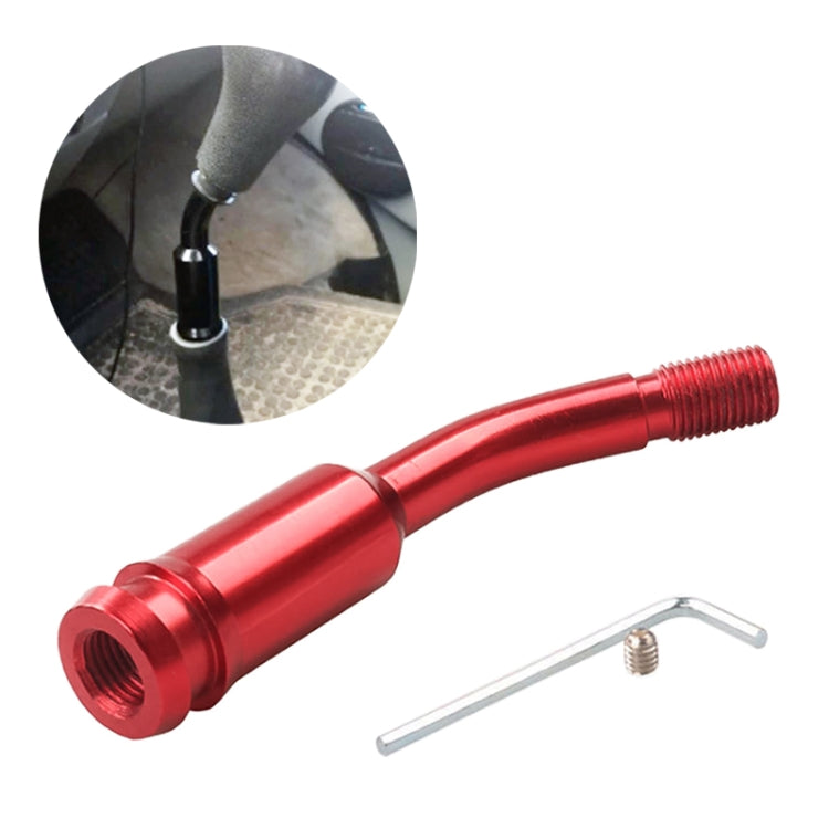 Red quick-curved gear lever extension rod with threaded ends and hex key