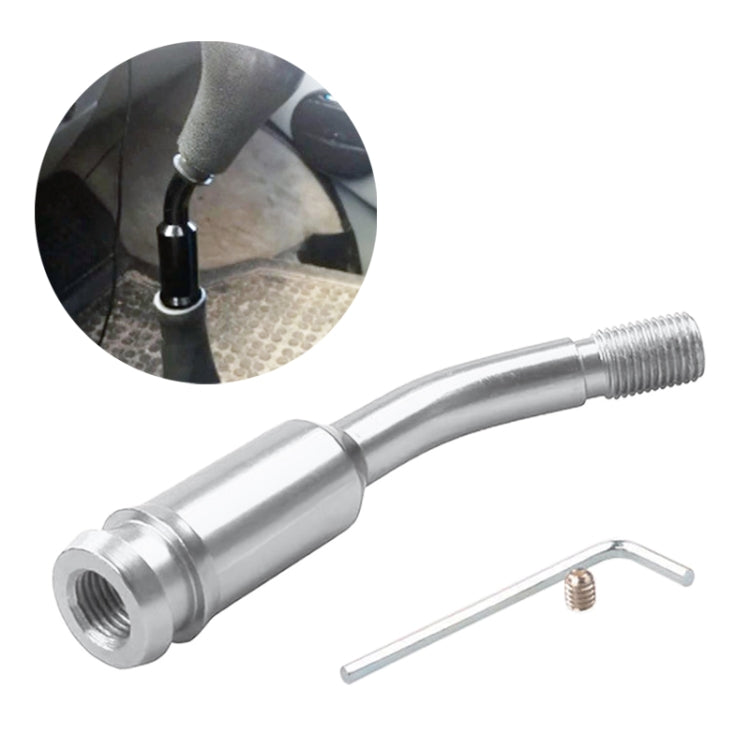 Silver quick-curved gear lever extension rod with threaded ends and hex key