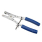Brake piston removal pliers with long blue grips and chrome steel frame