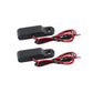 Two black LED turn signal pods with mounting bracket, red wire harness, and connectors