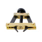 Front view roller chain tensioner tool with black frame, gold bar, and knurled adjuster