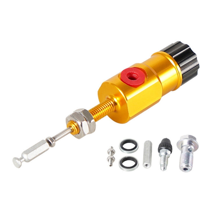 Yellow motorcycle hydraulic master cylinder rod assembly with red pin and black adjuster