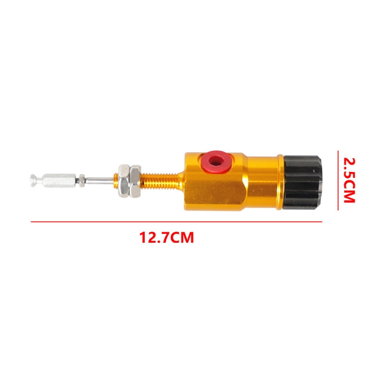 Yellow hydraulic master cylinder rod assembly with length markings 12.7cm and 2.5cm