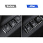 After view of carbon fiber window lift control trim over car door switch panel