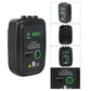 Black ultrasonic transmitter unit with green display controls and power switch