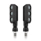 Motorcycle LED turn signal lights, 2-pack, black oval housings with round lens windows
