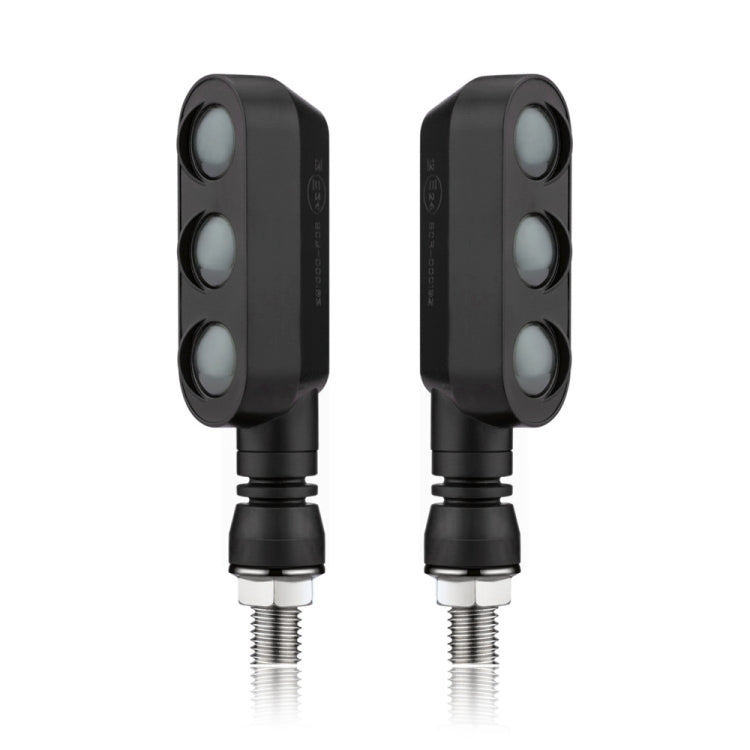 Motorcycle LED turn signal lights, 2-pack, black oval housings with round lens windows