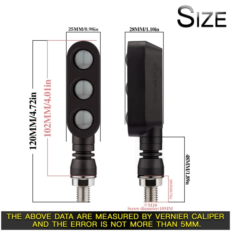 Motorcycle LED turn signal lights, 2-pack, black body with threaded screw base