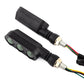 Motorcycle LED turn signal lights, 2-pack, black housings with colored wire leads