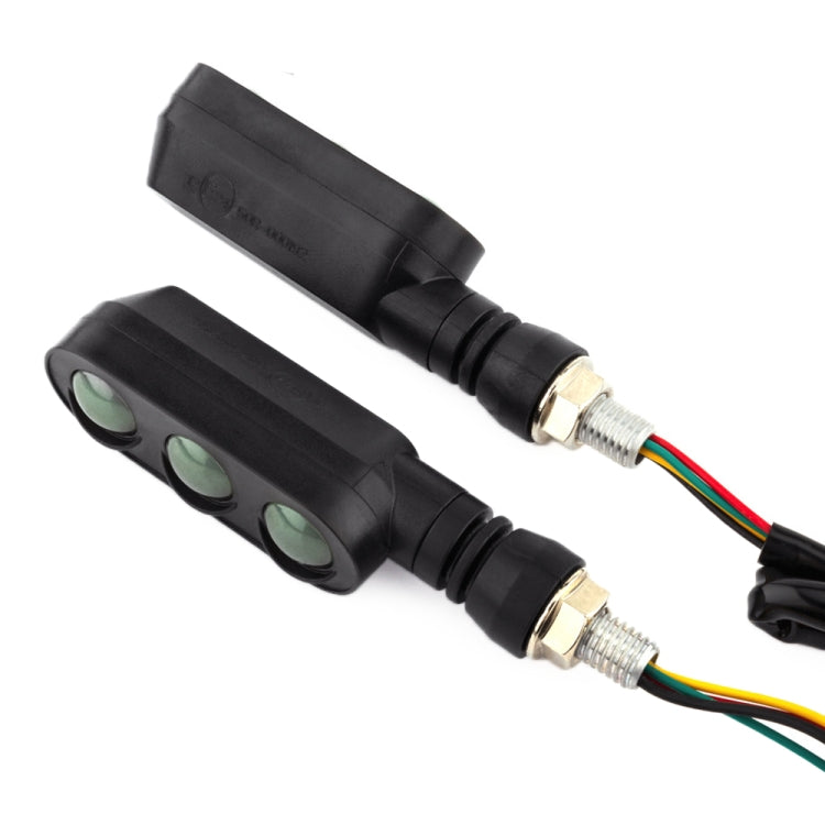 Motorcycle LED turn signal lights, 2-pack, black housings with colored wire leads
