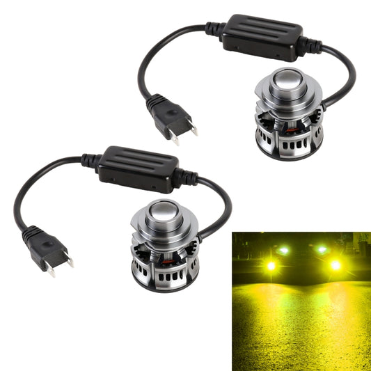 H7 LED headlight bulbs with power cables, aluminum housing, pair with green light