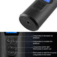 Black air pump nozzle end and base with DC port and button icons