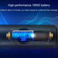 Black air pump with digital display window shown inside a battery compartment