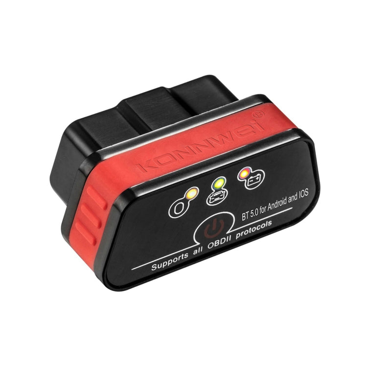 Red-accent OBD2 Bluetooth 5.0 car diagnostic scanner adapter