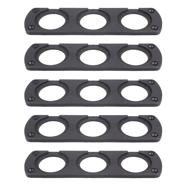 Black car cigarette lighter panel, three round openings, screw holes, 5-pack