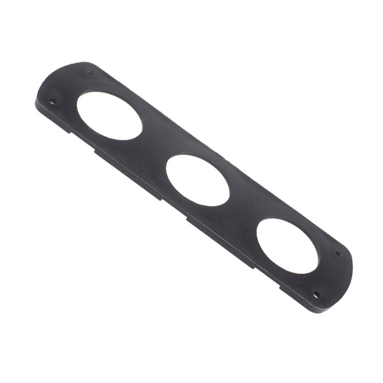 Black car panel with three oval openings and side mounting screw holes