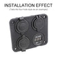 Black car charging panel with DC voltmeter display and enclosed charging ports