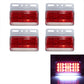 Waterproof LED side marker light set with red lens and rectangular mounting frame