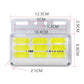 Yellow LED side marker light with size diagram and rectangular mounting bracket