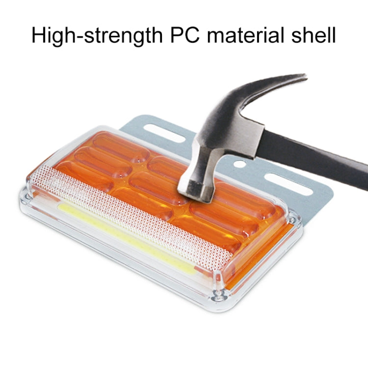 Orange waterproof LED side marker light with clear cover, PC shell, and mounting bracket
