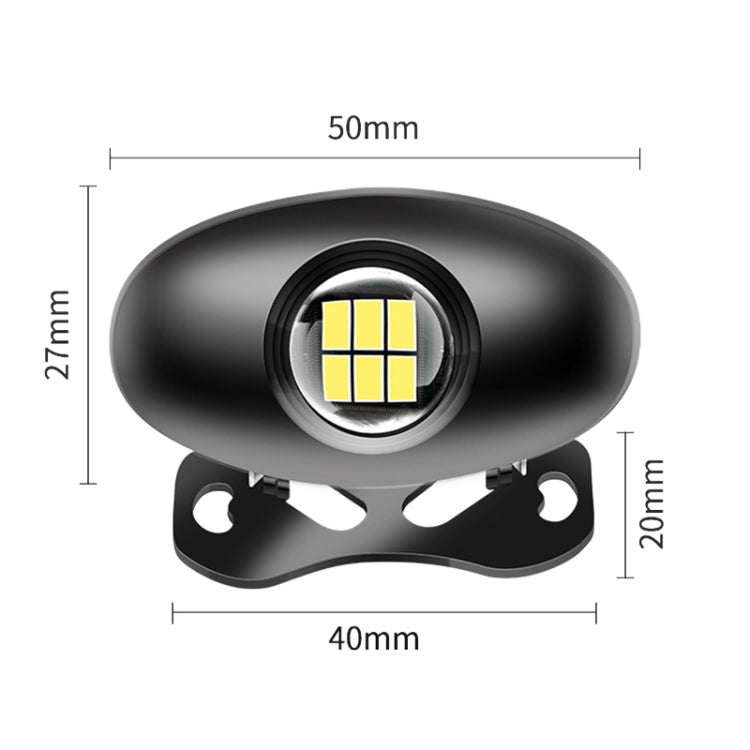 Black LED reversing light size diagram; circular lens with yellow LED array