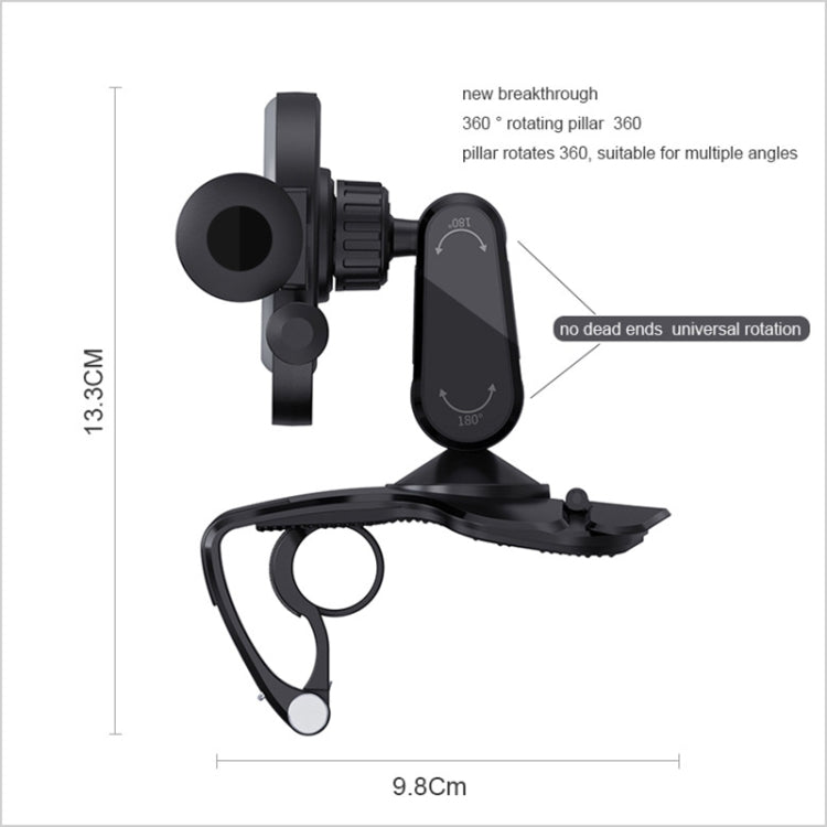 Car phone holder with number plate mount, swing arm, and 360-degree rotation