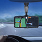 Car dashboard phone holder with rotating mount and small clip holding a smartphone