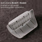Car overhead glasses storage box, underside view with vented grille and clips