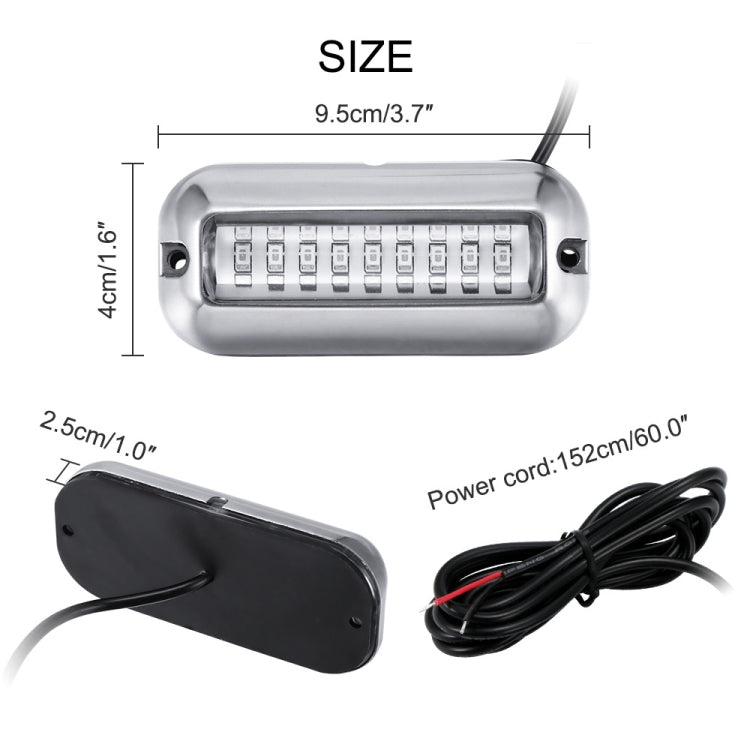 Compact stainless steel underwater LED light with mounting base and long power cord