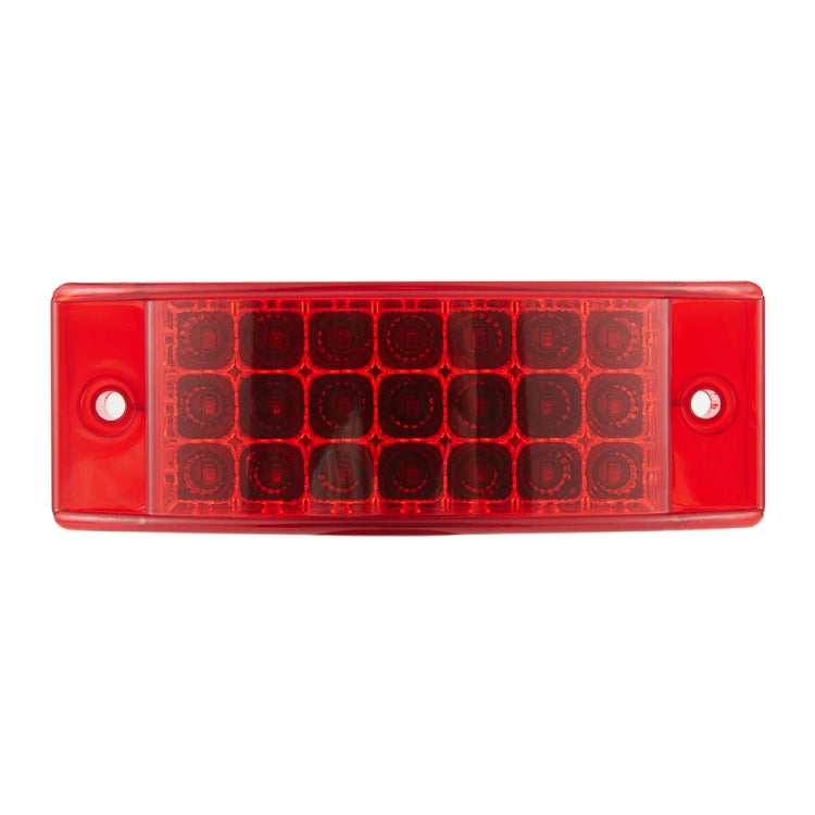 Red LED rectangular tail light with 21 illuminated diode cells and mounting holes