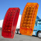 Pair of red and yellow LED tail lights with clear rectangular lenses