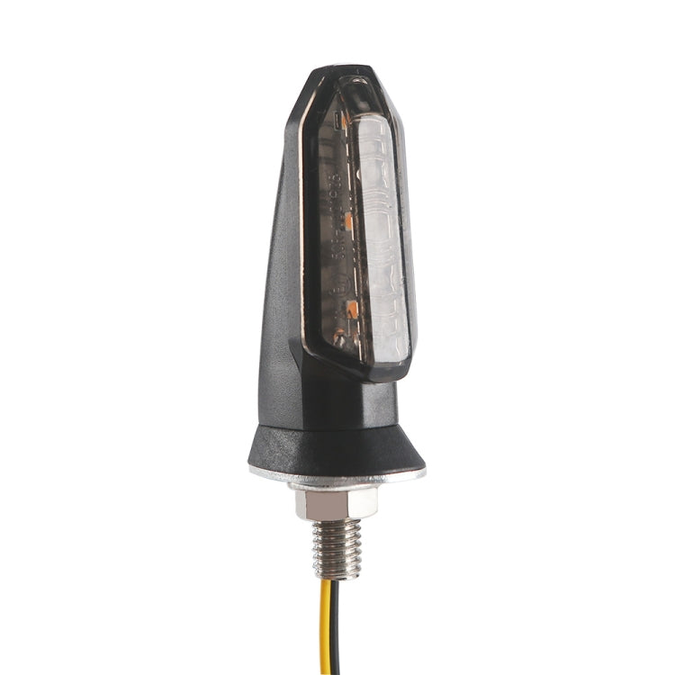 Black motorcycle LED turn signal light with clear amber lens and threaded base