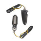 Black motorcycle LED turn signal light set with wiring leads and threaded mounts