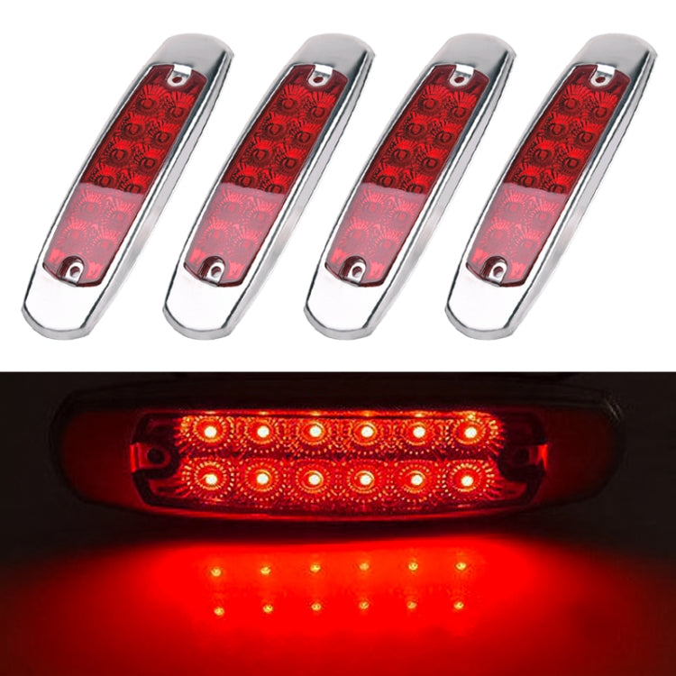 Set of 4 red LED side clearance marker lights, chrome housings