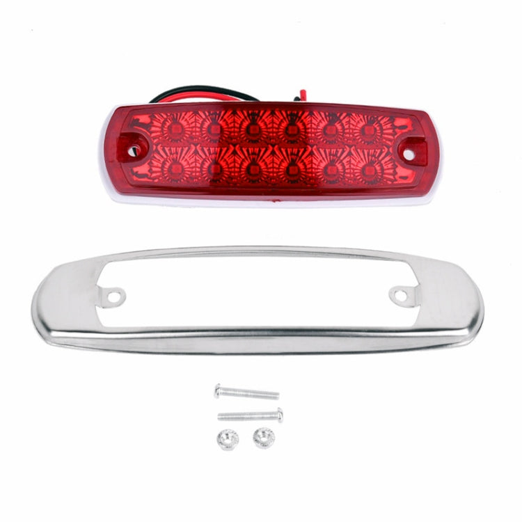 Red LED side marker light with chrome cover, screws, and wiring leads