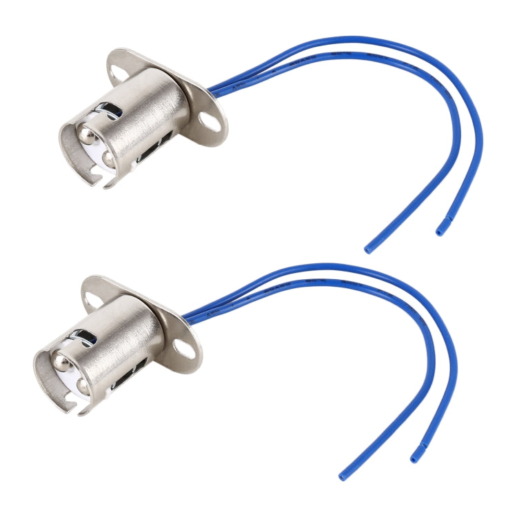 Pair of 1157 bulb holder base sockets with blue wire leads
