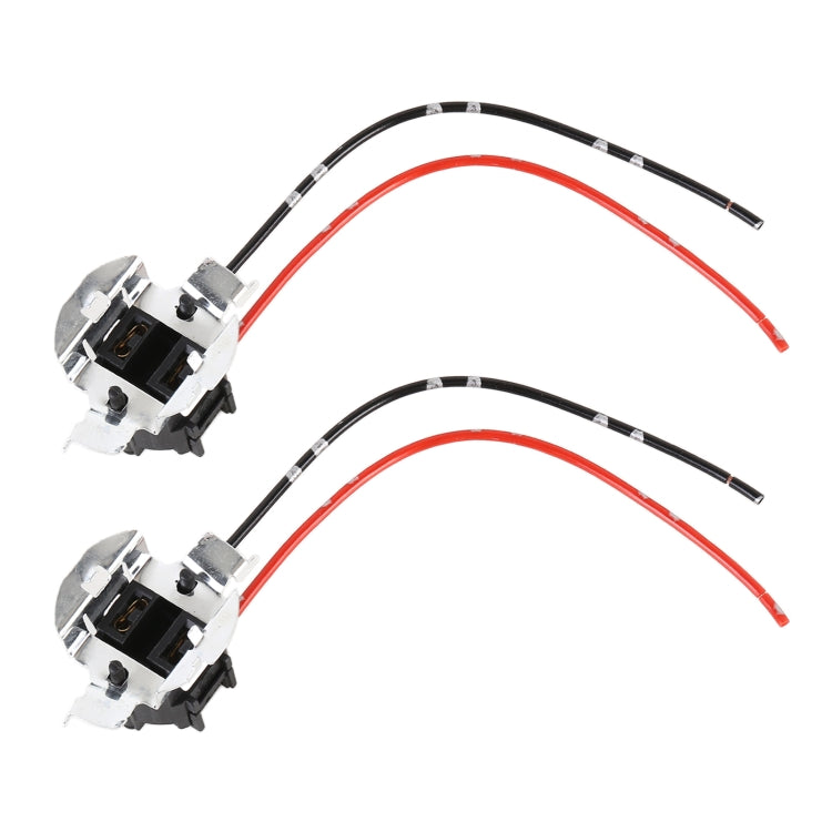 H7 halogen lamp socket holder pair with red and black wiring pigtails